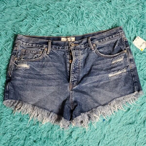 Free People Raw Hem Distressed Button Fly Shorts NWT